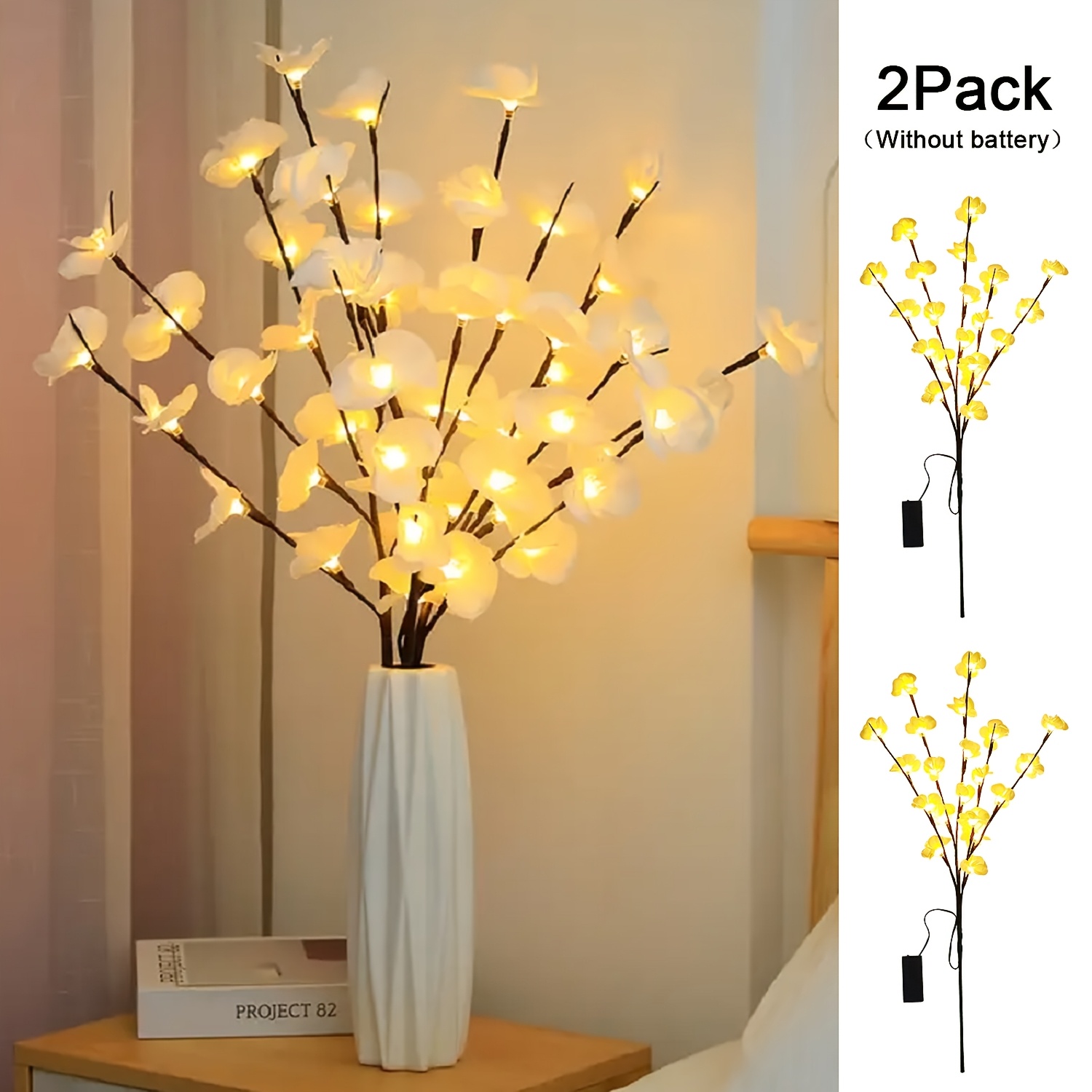 TEMU 2pcs Of Bai Lan Lamp, Flower Lamp, Suitable For Courtyard Interior Decoration, Battery Free