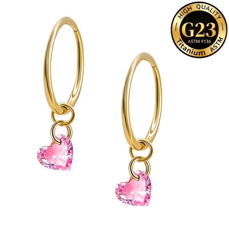 Women's Heart-shaped Drop Nose Ring with Hypoallergenic Clasp