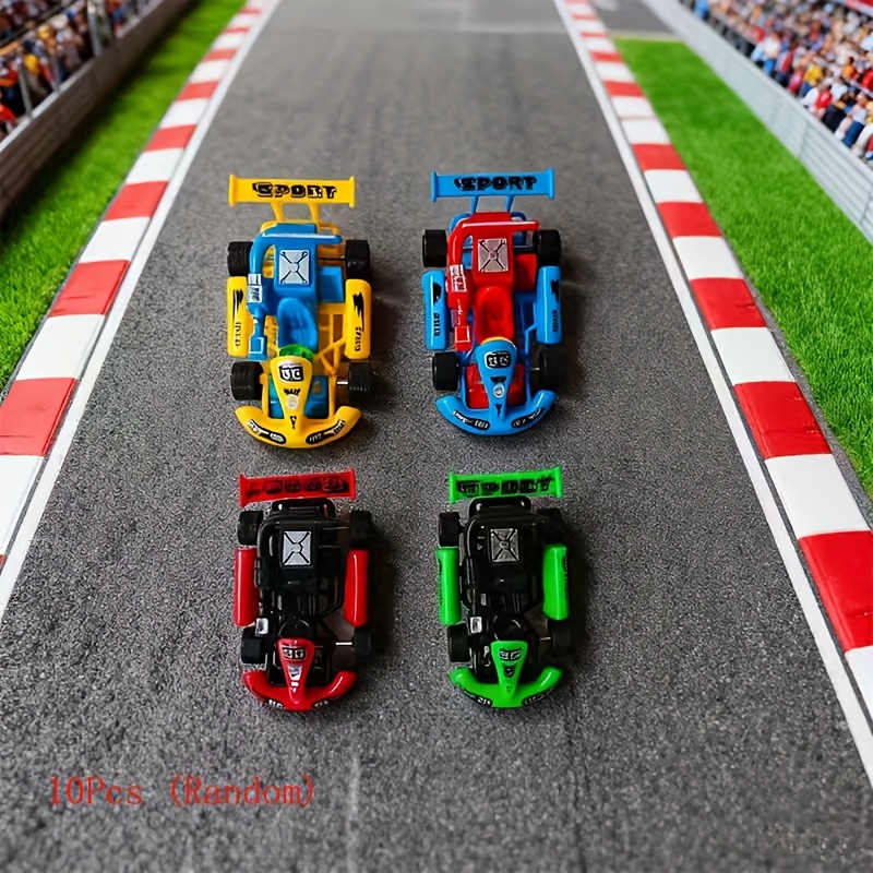 Image of 10pcs Mini Plastic Car Pull Back Colorful Cartoon Racing Model Kart Racing Car Birthday Event Party Favors Christmas And Halloween Surprise Gifts Piñata School Prizes (random)