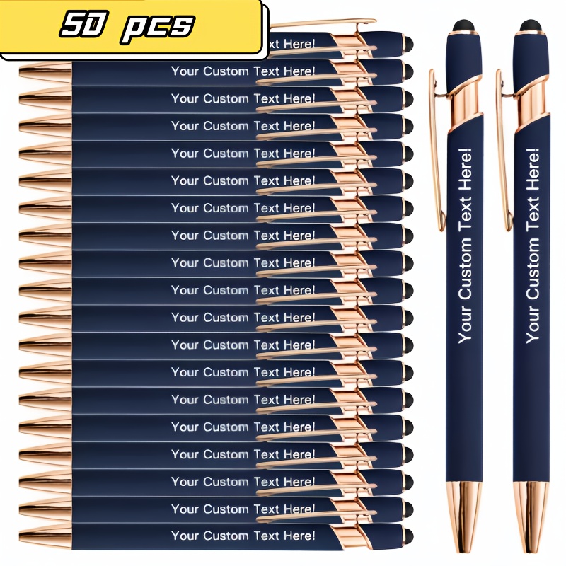 50 100pcs engraved metal ballpoint pens   personalized writing   office business smooth ink without feathers ideal gift for teens and adults over 14 years old fashionable metal pen