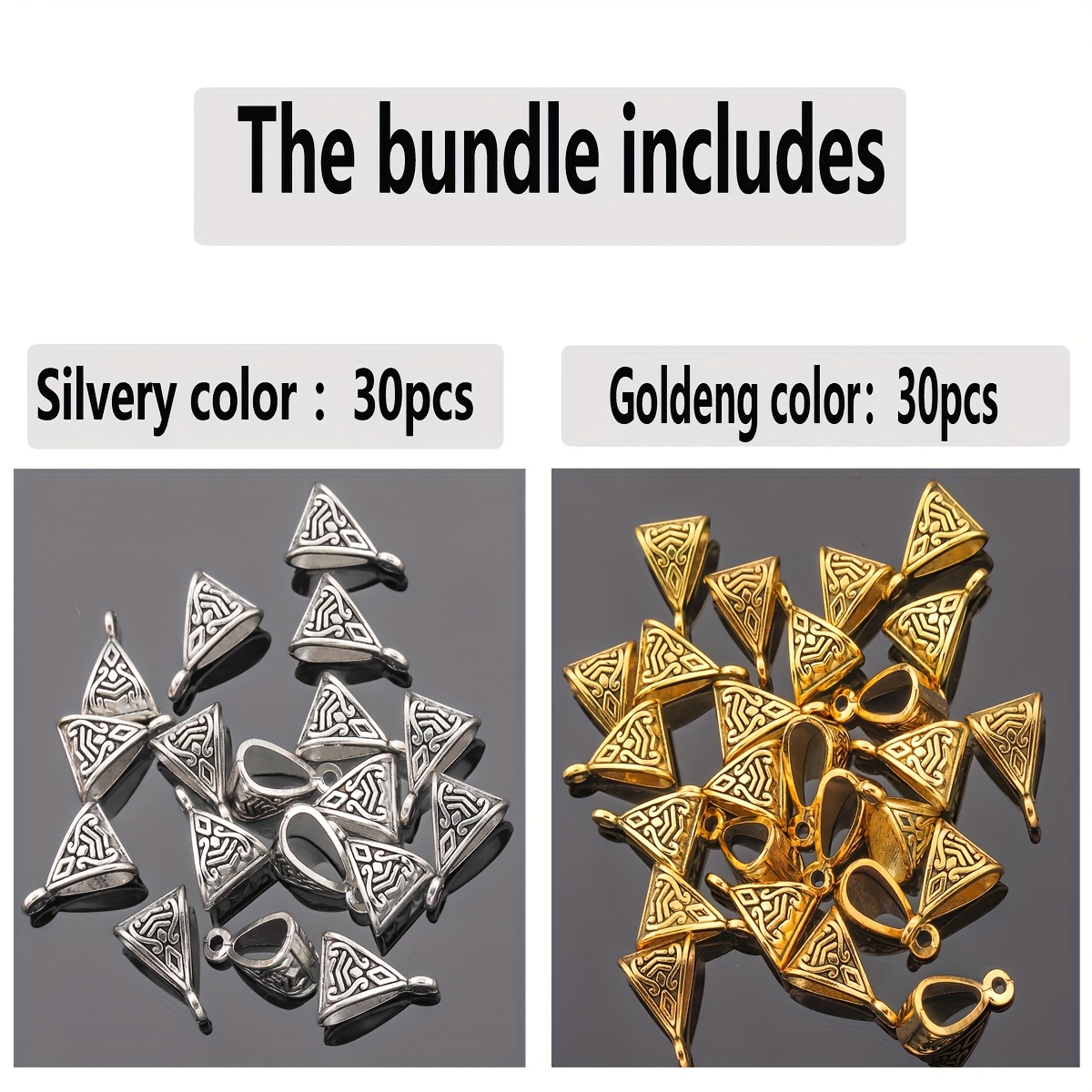 TEMU 60pcs/30pcs de Cuentas y Surtos de Cuentas, Cuentas Espaciadoras Huecas de Tres Vías con una Forma Triangular de 15Mm, Cuentas de Anillo Huecas