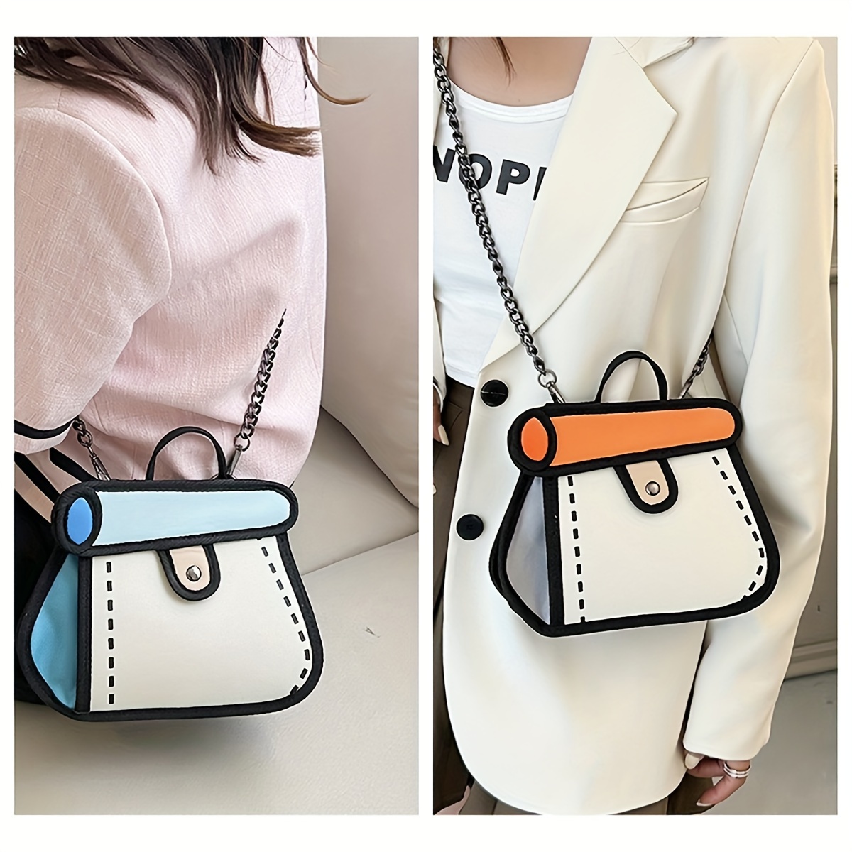 

Two- Cartoon Cartoon Bag, Backpack, Shoulder Bag Girl Heart Lovely Cake Bag, Chain Strap Bag, Light Bag, Daily Matching Bag, Fresh And Sweet Bag, Graffiti Comic Bag, Shopping Bag.