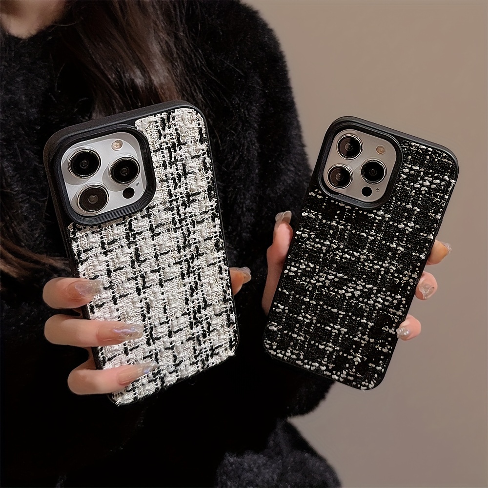 

Unique And Cute Creative Full Coverage Anti-drop Protective Case In Black And White Grid Flannel, Suitable For Iphone 15 14 13 12 11 Pro Max.