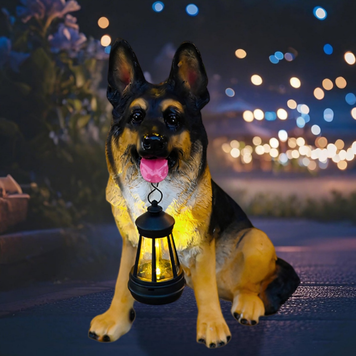 TEMU Solar-powered Garden Statue Light Featuring A Shepherd , Made Of Resin, Perfect For Decorating Your Yard, Patio, Lawn, Or Balcony