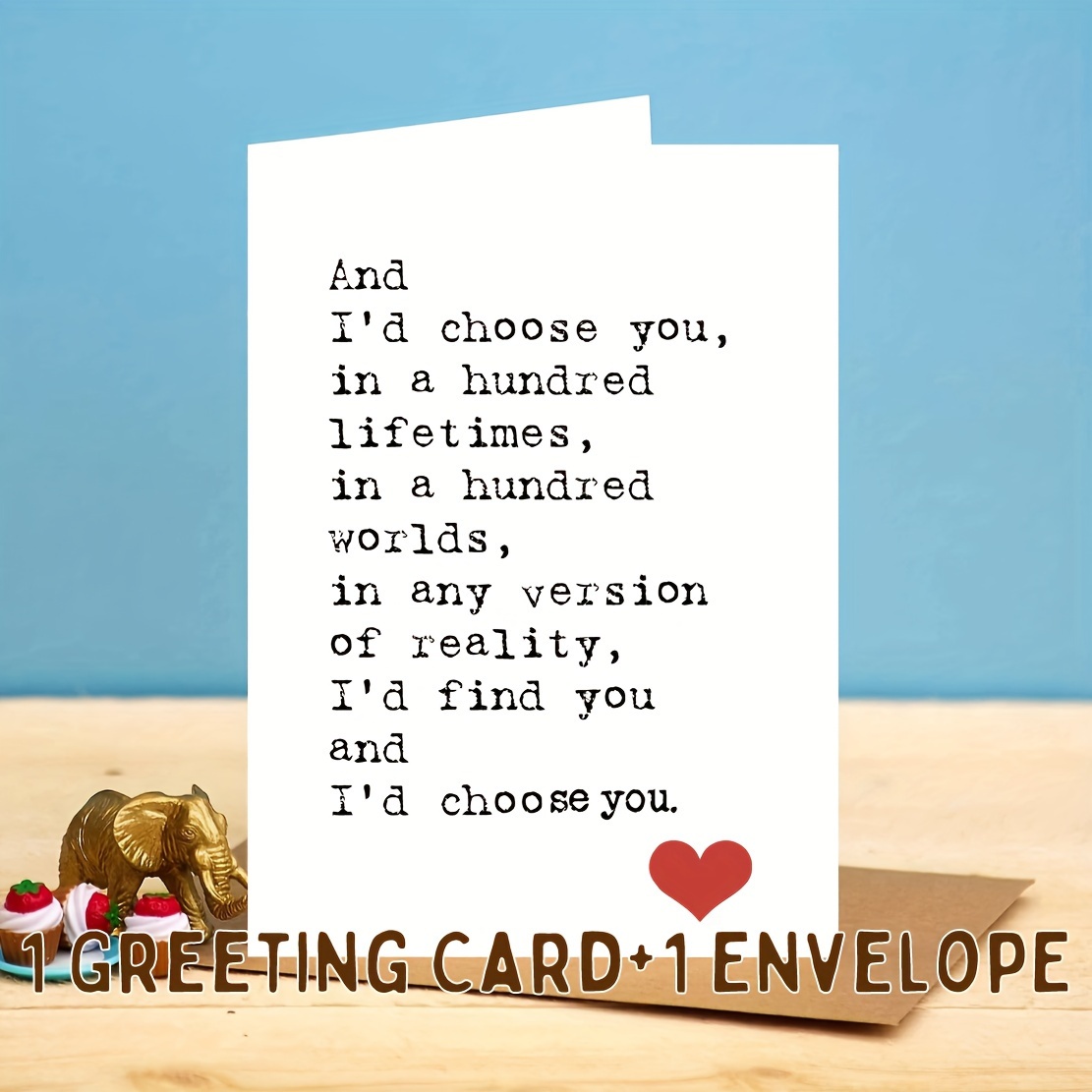 TEMU Carte "Je t'aime", Carte d'Anniversaire Imprimée, Carte pour Elle, Carte , Enveloppe Incluse