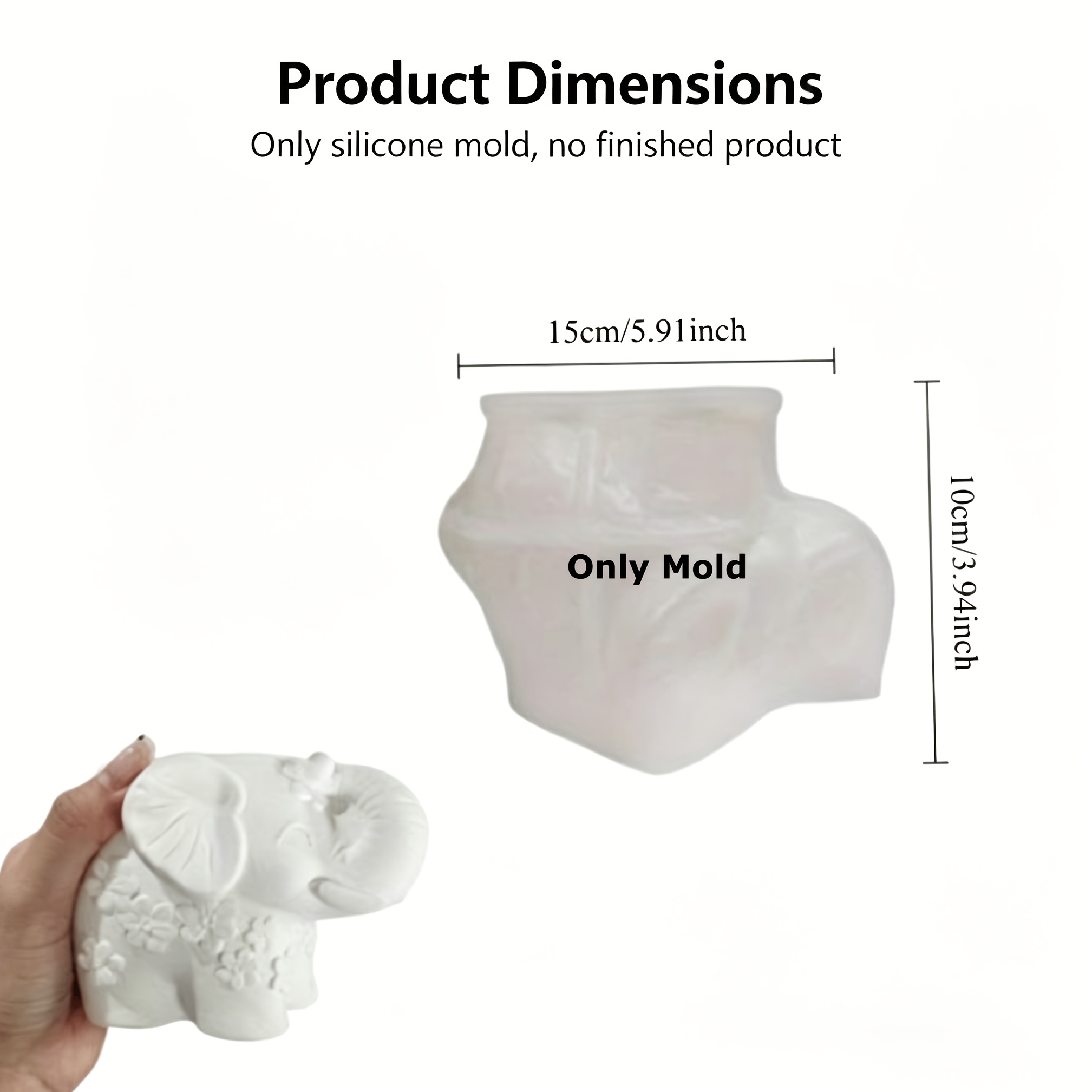 Image of Silkycast Elephant Candle Making Mold - Flexible & , Reusable Diy Silicone Mold For Candles, Plaster, Clay & Epoxy Resin, Perfect For Small Succulent Pots & Makeup Brush Holder