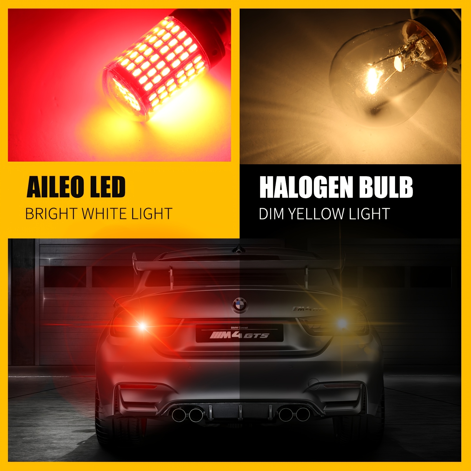 TEMU Aileo 2pcs 1157 Led Bulbs Canbus P21/5w Bay15d 12v 3600lm White Yellow Red Tricolor Car Tail Lights / Daytime Running Lights / Reversing Lights,