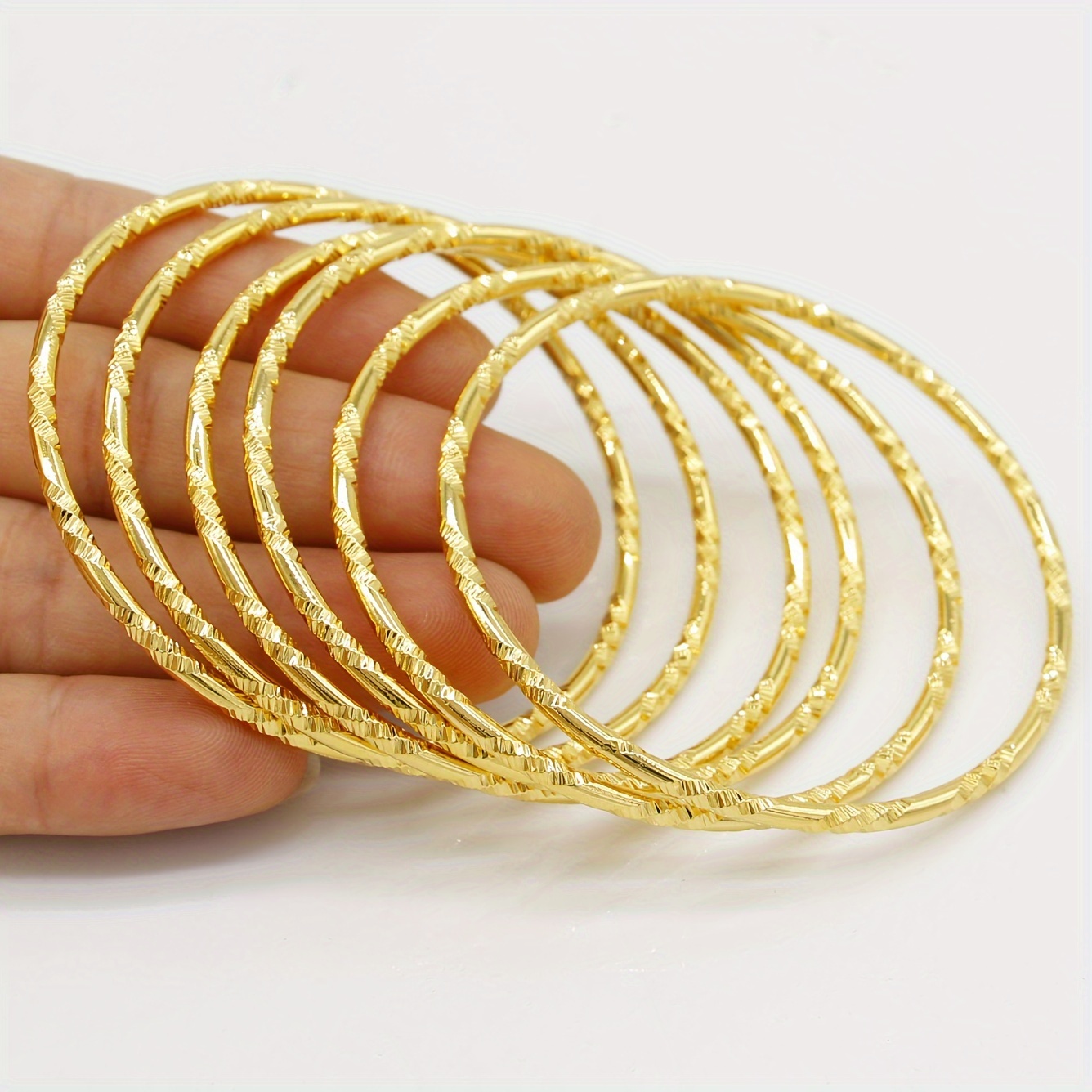 6-Pack Middle Eastern Style Laser-Patterned Bangle Bracelets