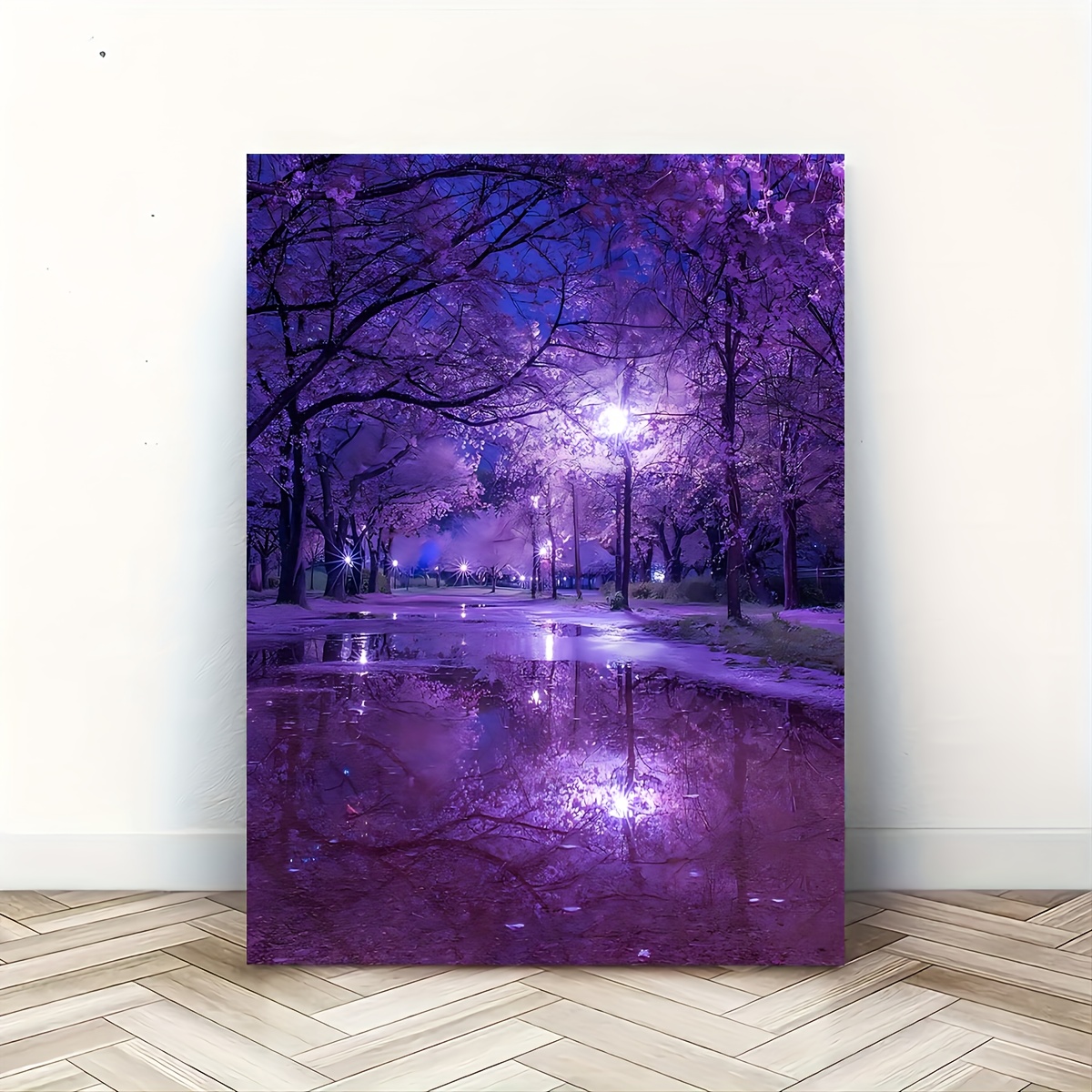 

1pc Purple & Night Canvas Print, Wooden - 11.8"x15.7" Wall Art For Living Room, Bedroom, Kitchen, Office Decor - Ideal Gift For Home & , Room Decor