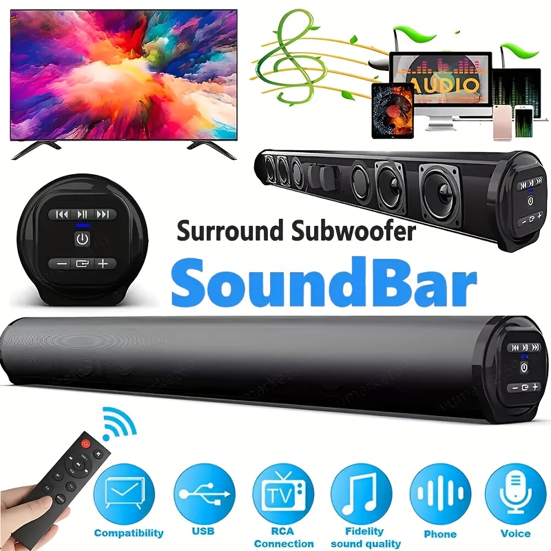 E-shop Surround Soundbar Lautsprecher, Heimkino System | Abnehmbare und verstellbare Lautsprecher, Unterstützung für Optisch, Kabellos, AUX, TWS Link |