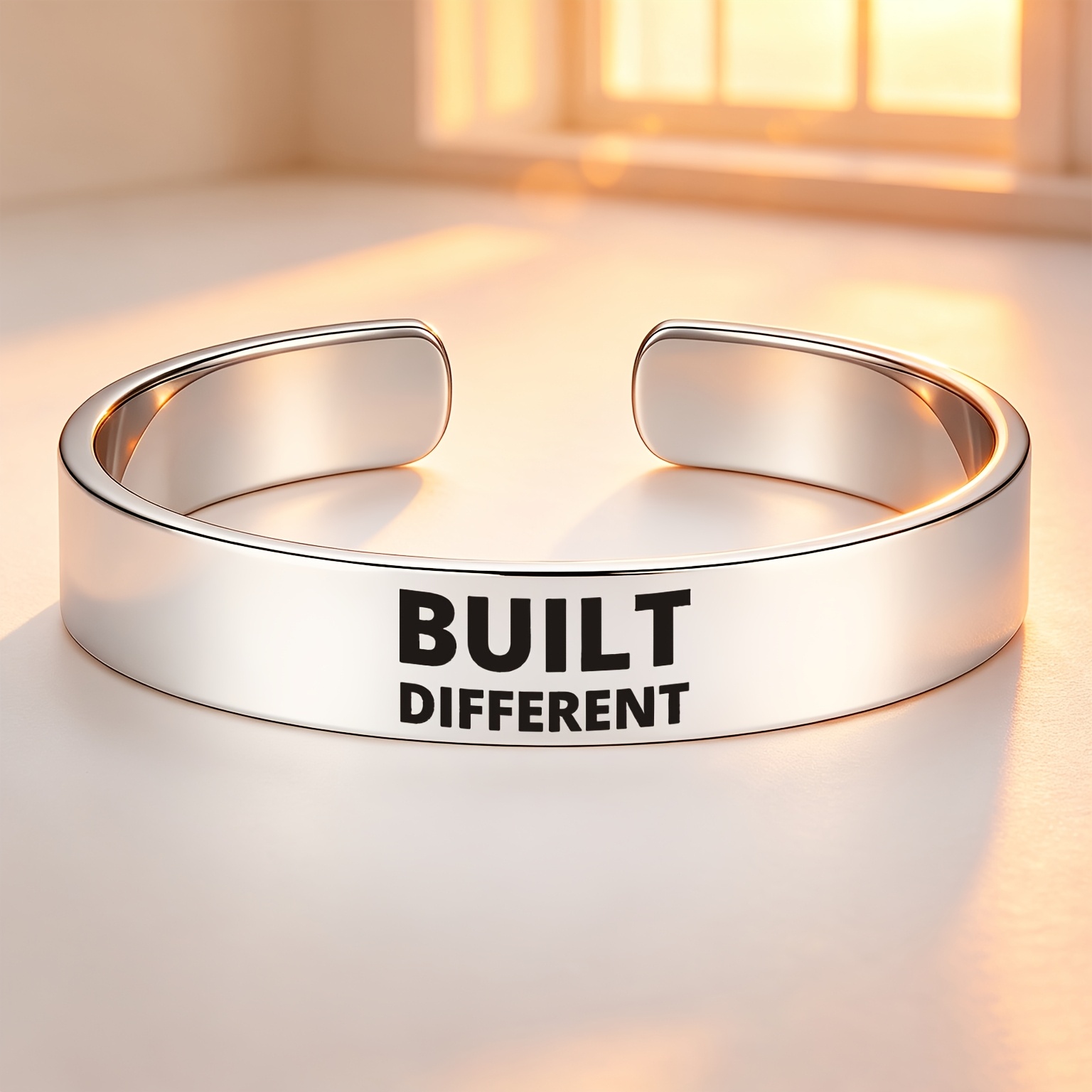 'BUILT DIFFERENT' Stainless Steel Open Bangle, Empowering Gift