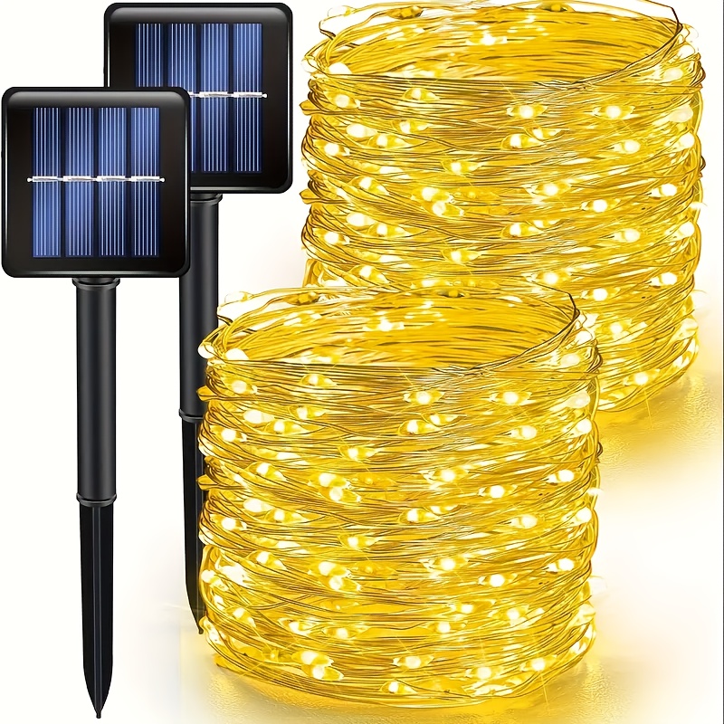 TEMU 2/4 Pack Solar Fairy Lights, Each 33ft 100 Led Solar String Lights, 8 Copper Wire Solar Twinkle Lights Wedding Decorations