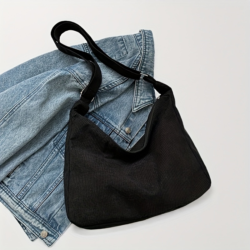 E-shop Einfarbige modische Handtasche mit großem Fassungsvermögen, multifunktionale Schultertasche, Tote Bag, lässige Cord-Single-Schultertasche,