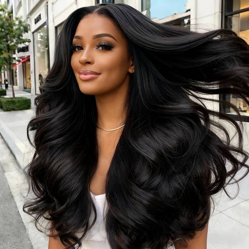 a v senza colla in capelli per donna - densità 200% con texture ondulata naturale e rimbalzante, a v senza colla con cappellino traspirante regolabile per uso , matrimonio, feste, appuntamenti (cappellino)