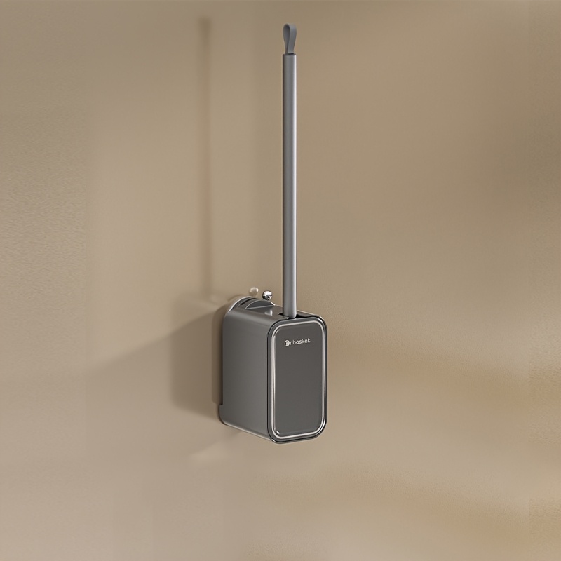 TEMU A Set Of Suction Cup Wall Mounted Toilet Brush, No Punch Installation Strong Adsorption, Extended Handle No Dead Corner Toilet Brush, Bathroom