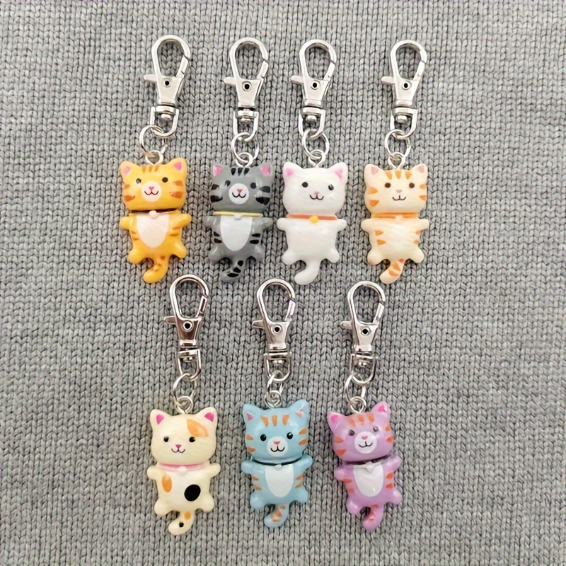 

7pcs Cute Keychain Set, Animal-themed Abs Resin Charms With Alloy Metal, Key Rings With Lobster Clasp, Decorative Birthday Gift Keychain Pack For Bags And Car Keys