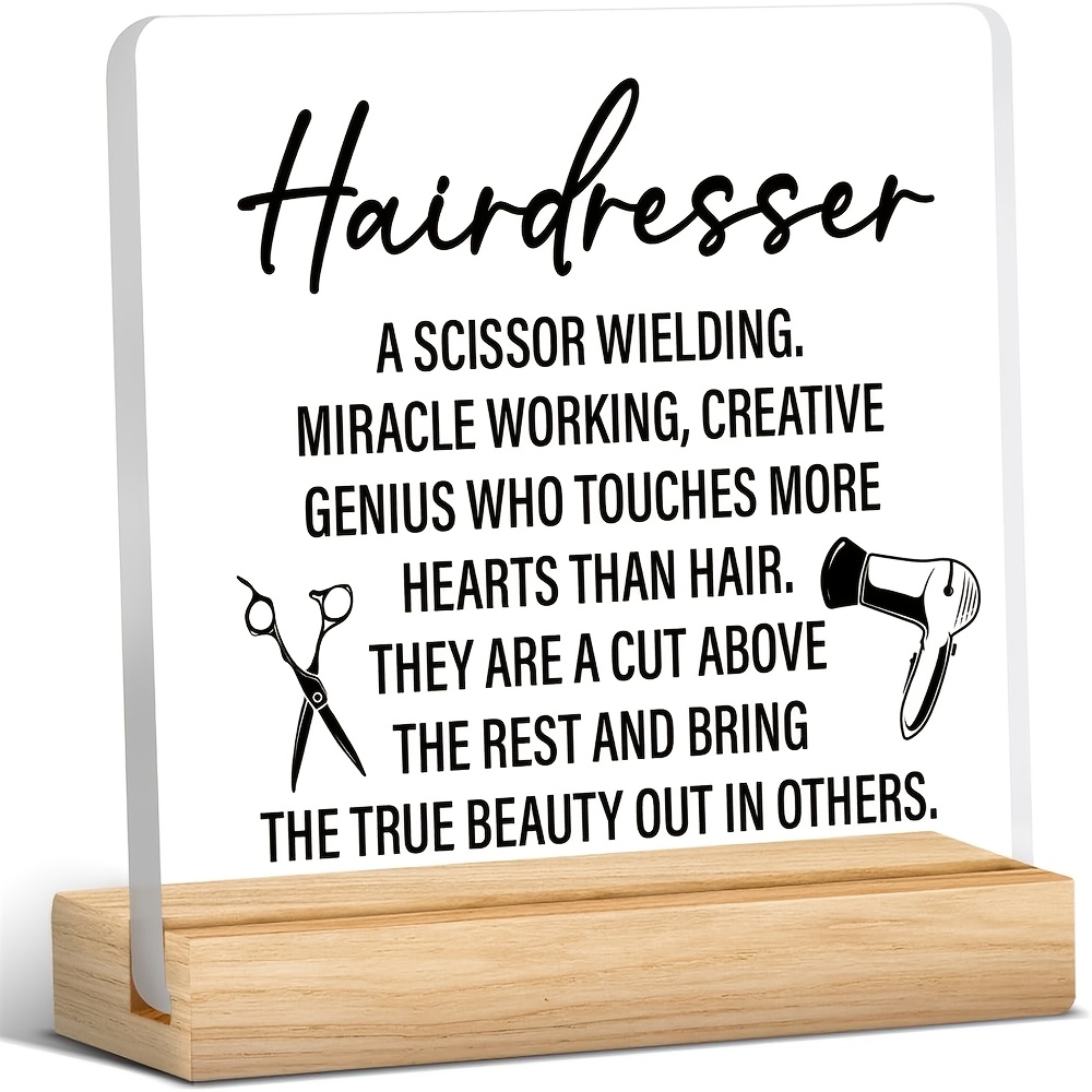 TEMU [] [] Cadeaux pour coiffeurs hommes et femmes, cadeaux pour coiffeurs, cadeaux de remerciement pour coiffeurs, décoration de bureau en acrylique