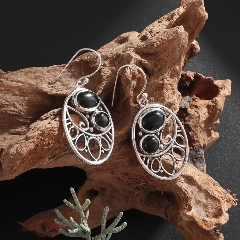 Women's Retro Hollow Pattern Earrings with Synthetic Zirconia