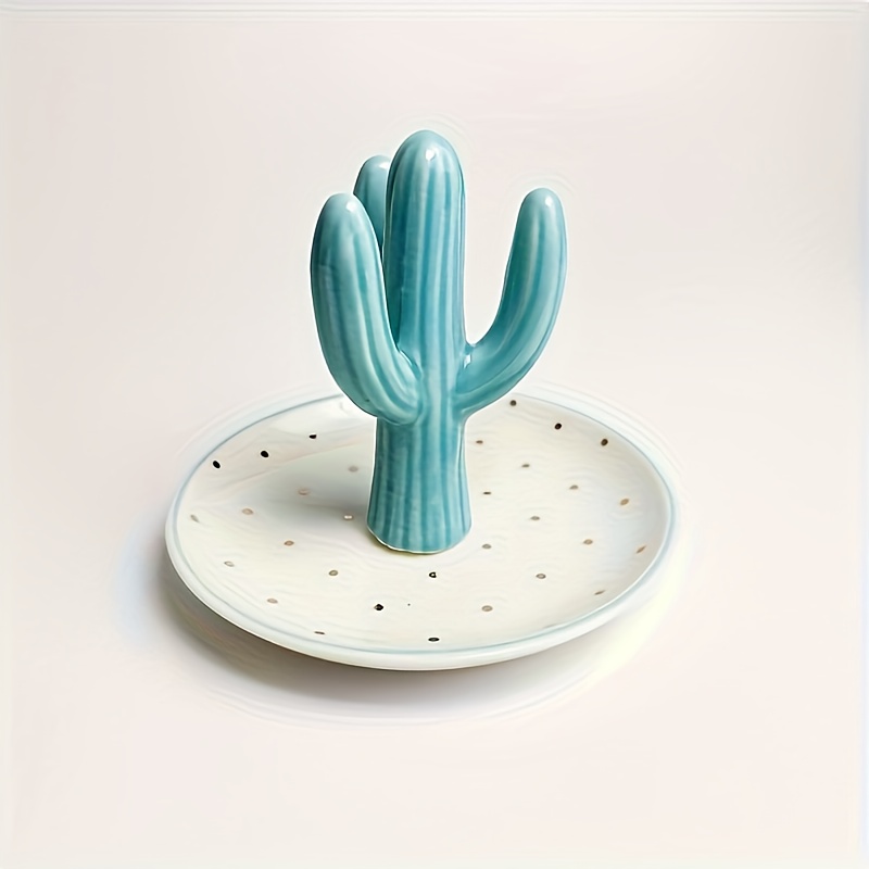 ceramic cactus jewelry tray succulent plant ring holder