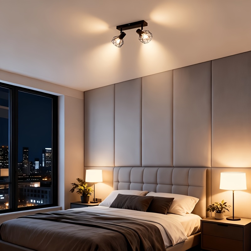 Adjustable Spot Light Fittings for Ceilings, Matt Black Wire Cage