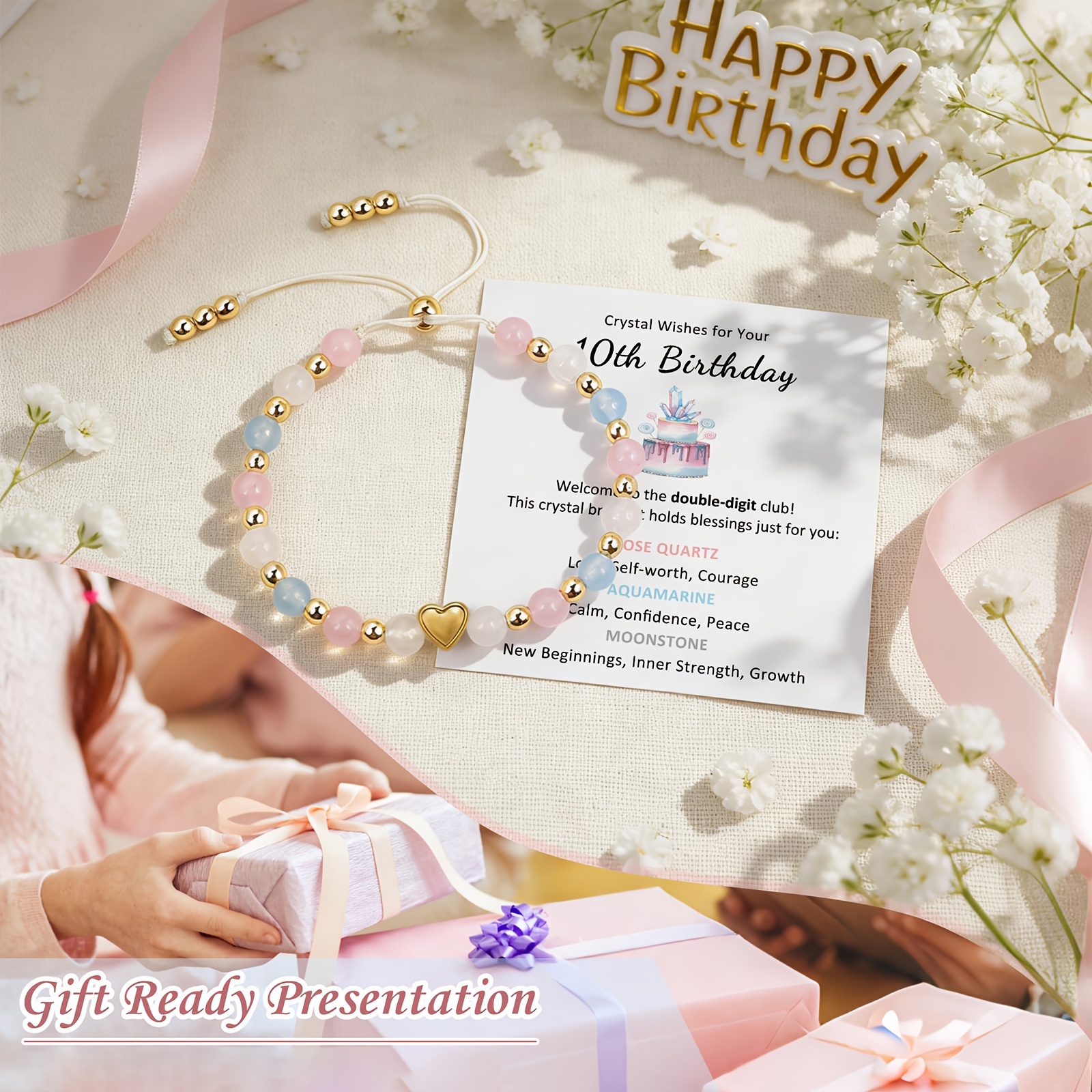 Adjustable Beaded Bracelet for 10-16 Year Old Birthday Gift