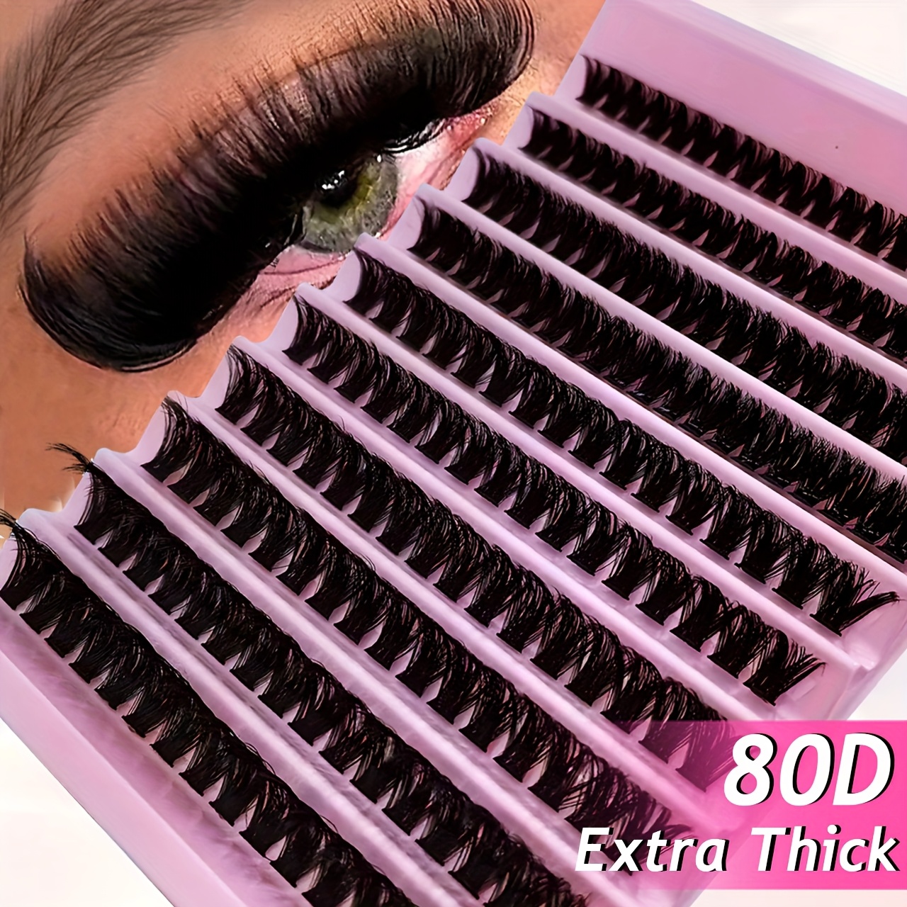 120 160 200pcs natural look d lash clusters 9 16mm diy eyelash extensions kit with mixed 40d t50 80d and 80d cat eye styles extra thick beginner friendly lightweight and reusable for results at home details 5