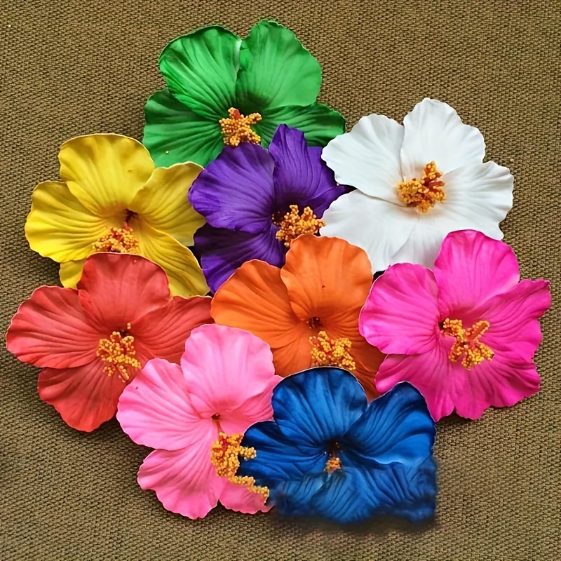 

Sweet Style Plastic Flower Hair Claws Set - 10pcs Big Round Solid Color Foam Plumeria For Women, Ideal For Wedding, Holiday & Hawaiian Themed Parties, Hairpin Accessories For Ages 14+