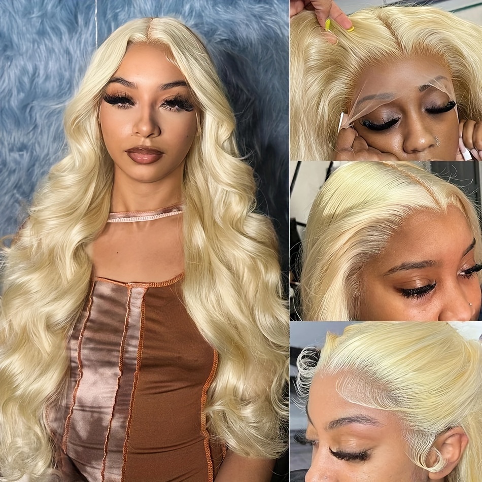Image of 613 Blonde Frontal Wig Human Hair - Hd Transparent Lace Front With 13x4 Lace, Pre-plucked Hairline & 250% Density Body Wave Looking Wigs For Women Suitable For African