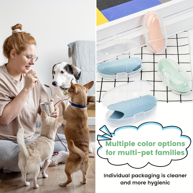 escova de dentes para dedos de cão, versão     peças, conjunto de escova de dentes de dedo de silicone   adequado para cães e gatos (cor  ), sem bateria Detalhes do produto 6