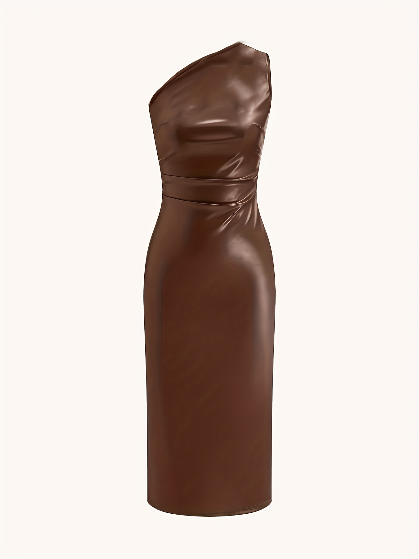 womens solid color sleeveless banquet faux leather dress - Temu Canada