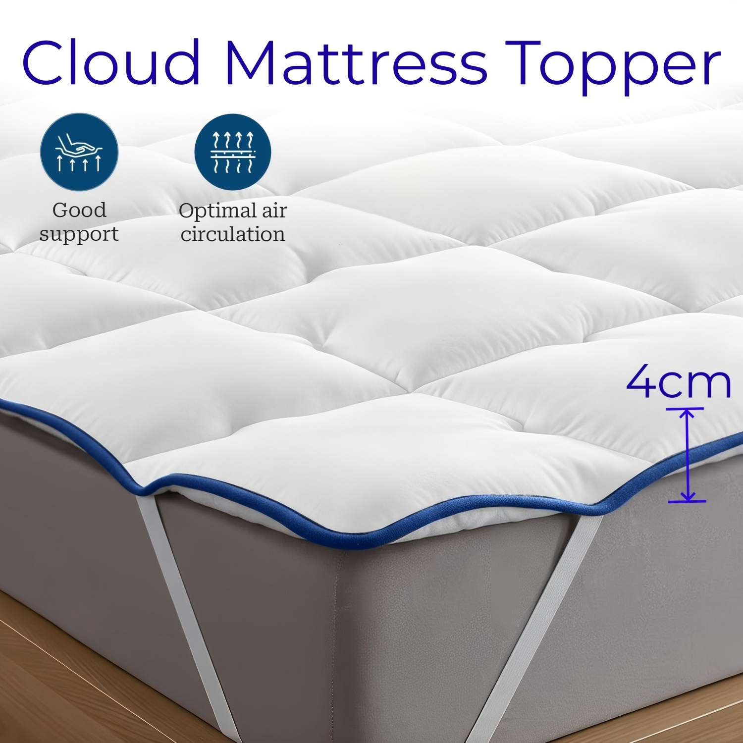 Image of A Cloud-like Soft And Comfortable Mattress Topper, Skin-friendly And Breathable, Richly Filled With Fibers, Machine Washable, And Easy To Store.