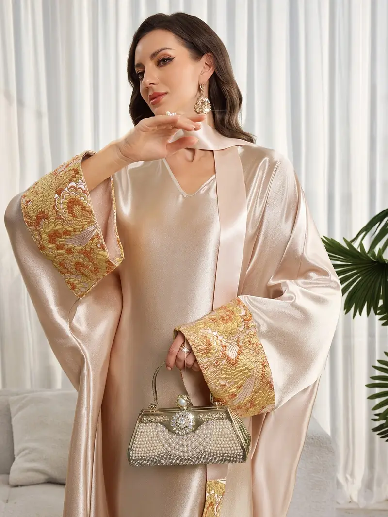 arabic party dress for women Saudi Arabian Muslim Women's Modest Dress for Eid Dubai Solid Color Arabic Abaya