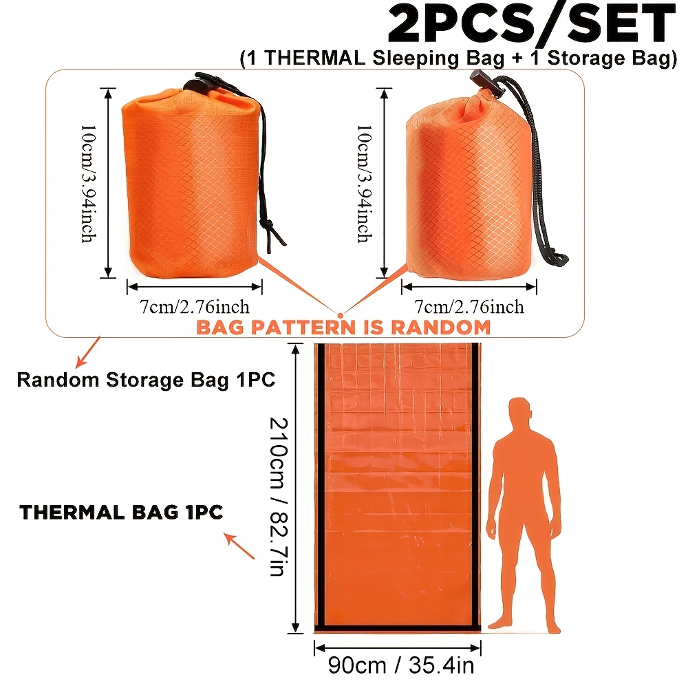 TEMU 2pcs Set (1 Sleeping Bag + 1 Storage Bag). High-quality Pe Insulated Emergency Thermal Bag Accessory Set, Compact, Portable, And Reusable. (the
