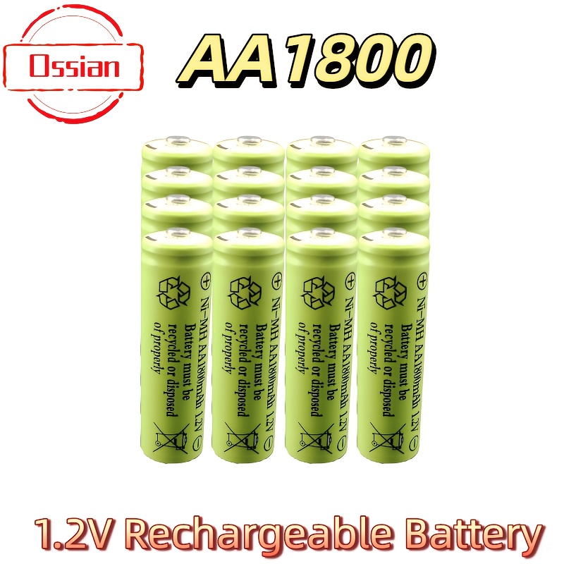 TEMU Ossian 1.2v Aa Rechargeable Hydrogen Battery - 1800mah Long-, 1000+ Cycles - Works For Tv Remotes, Air Conditioner Remotes, Electronic Scales