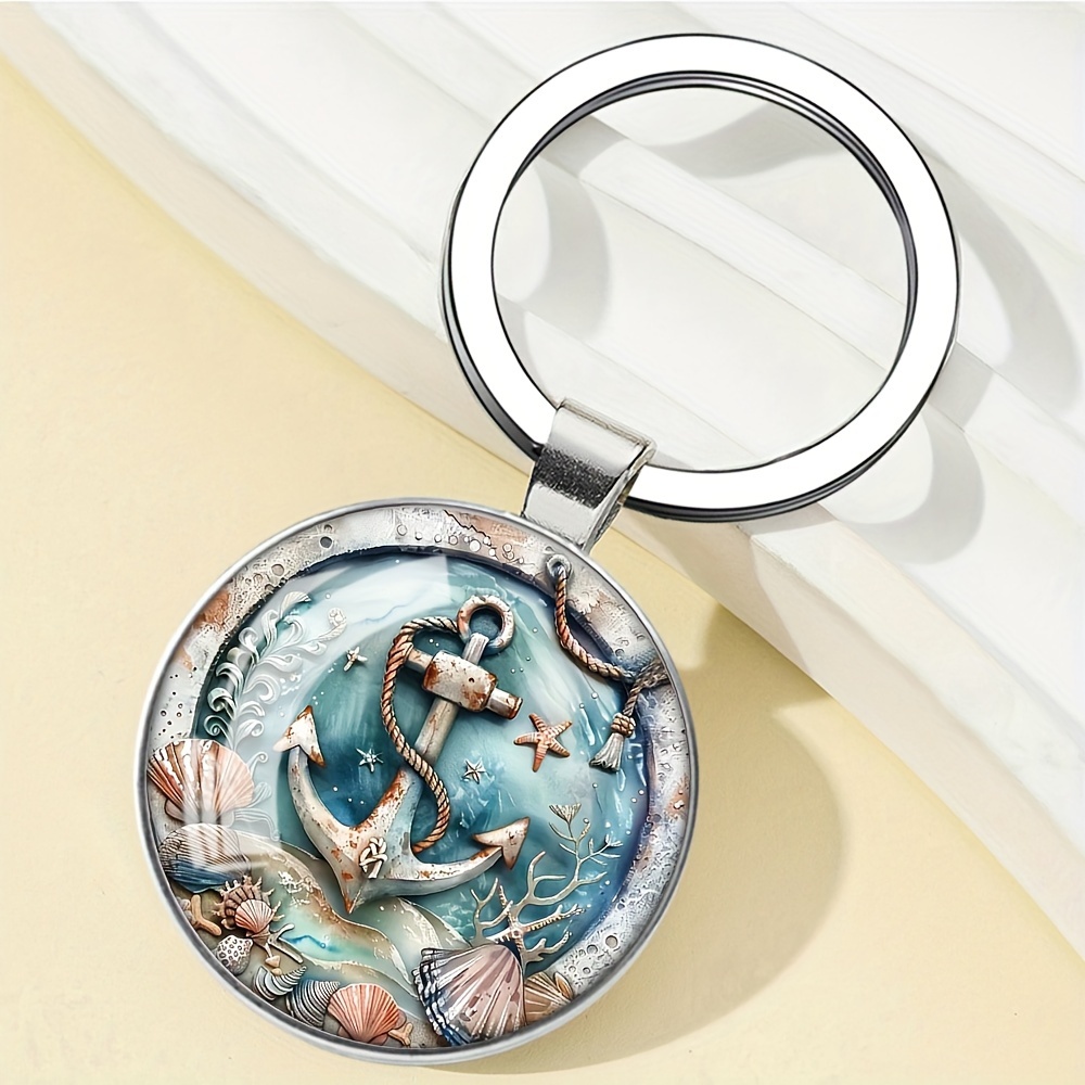 1 Exquisite Glass Time Gem Anchor Keychain Accessory, Aesthetic Style Keychain Pendant, Backpack Pendant, Exquisite Gift, Holiday Birthday Gift, Desktop Ornament, Travel Souvenir