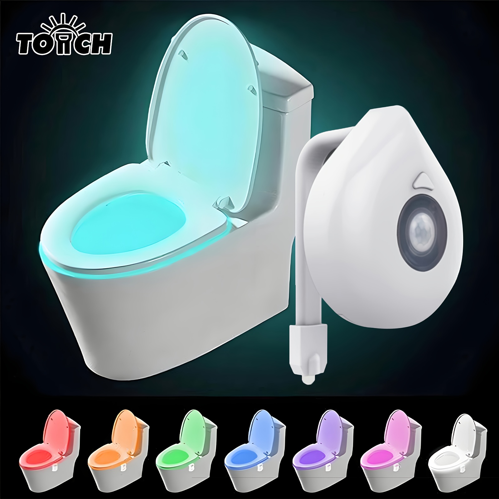 E-shop Bewegungsmelder LED Nachtlicht Kabellos RGB 8 Farben Lampe Toilette Badezimmer Atmosphärenlicht Farbiges Sensor LED Nachtlicht