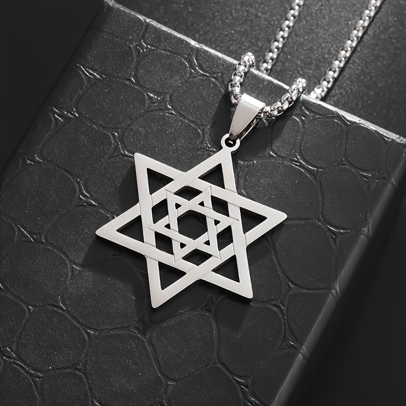 Stainless Steel Star Of David Necklace, Jewish Amulet