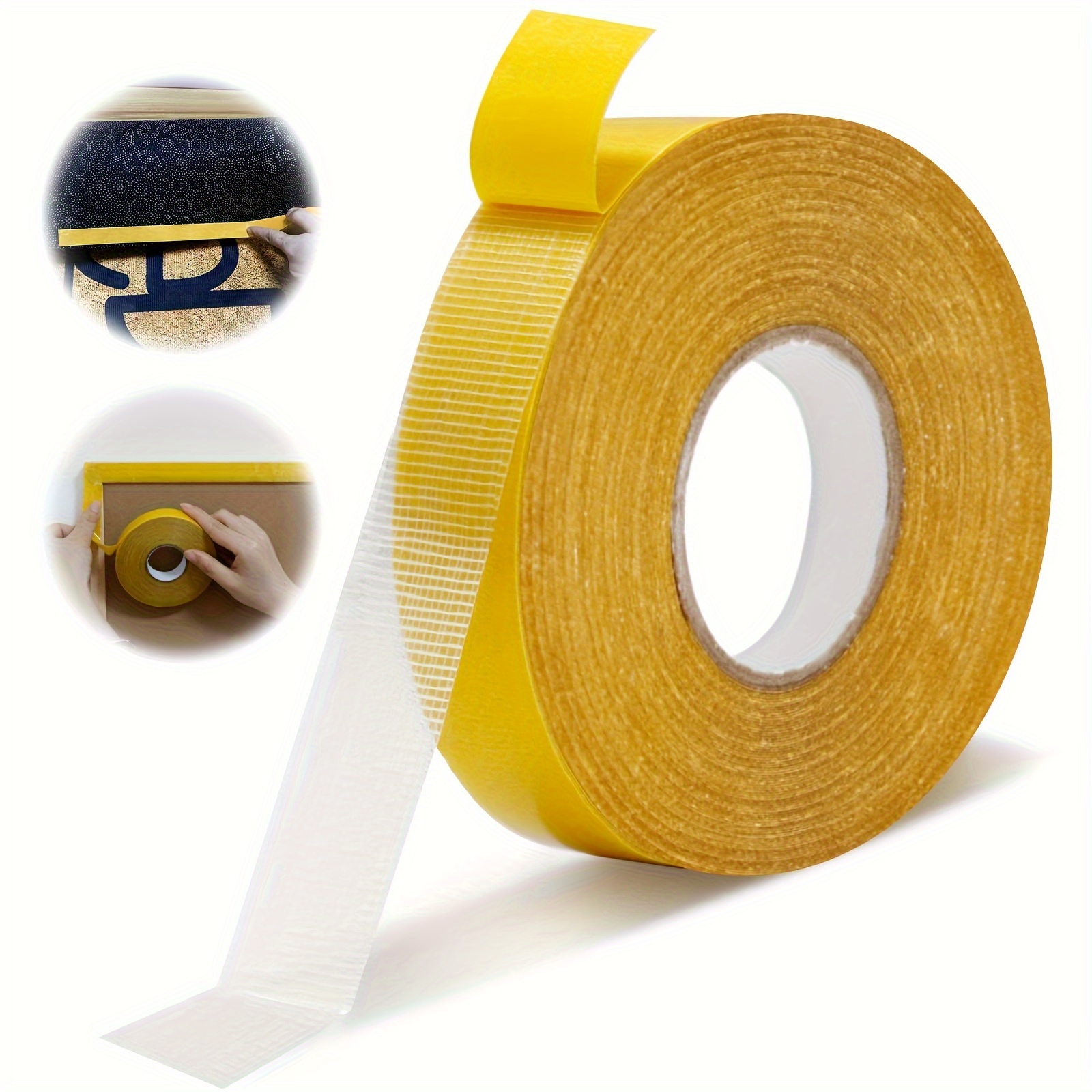 

Double-sided Heavy-duty, High-tack Fabric Installation Tape (0.79in*66 Ft), Clear Fiberglass Material, Super Adhesive, Removable, No Residue.great Helper Fixing Carpets, Decorations, Posters, Frames