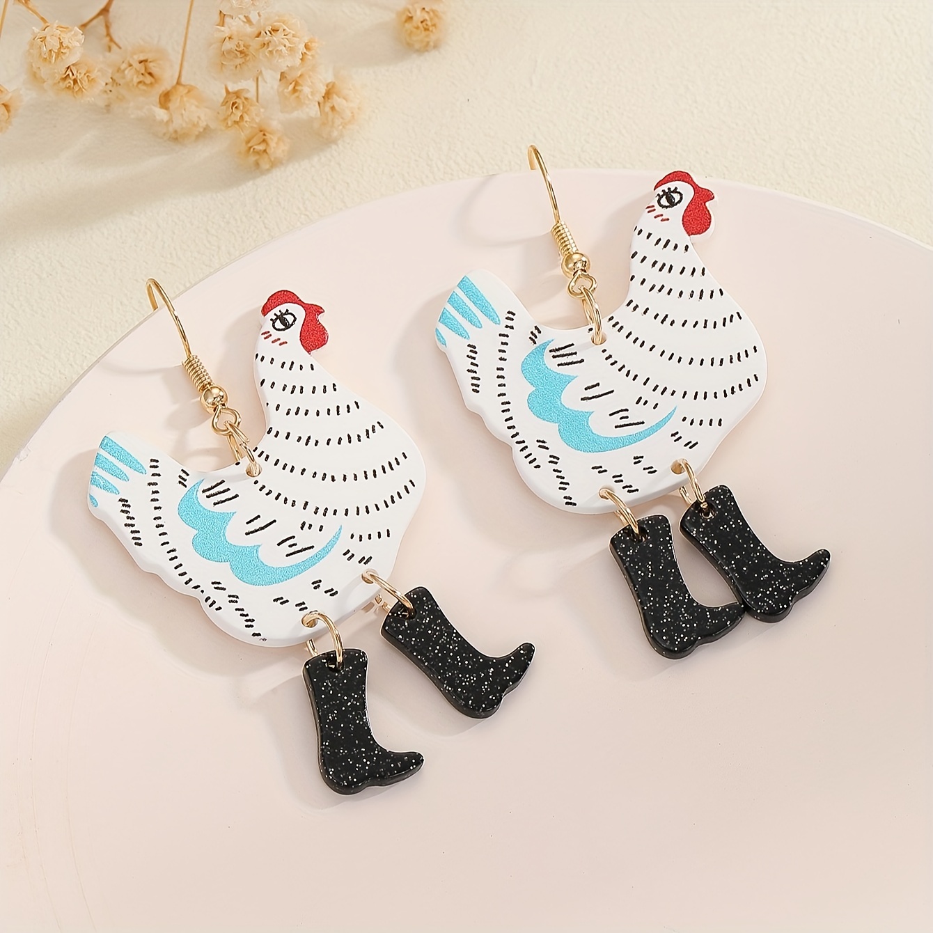 

Funny Drop Earrings Acrylic Chicken Design Daily Outfits Party Accessories Creative And Cute Stuff For Group