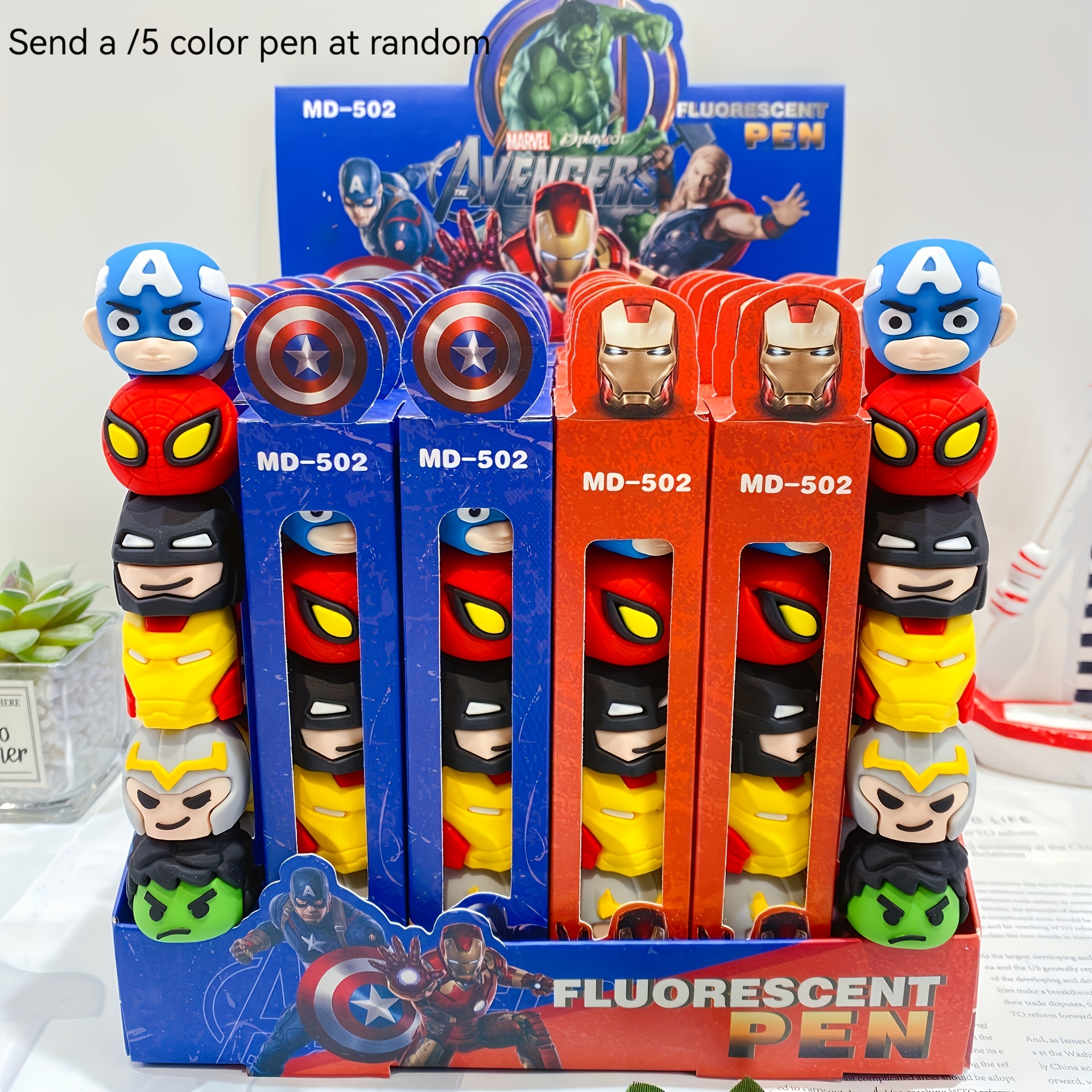 E-shop MARVEL Avengers kreatives Design fünffarbig gespleißter fluoreszierender Textmarker, niedlicher Silikonmarker zum Kritzeln Journaling