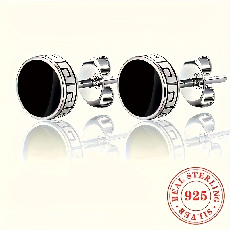 Women's S925 Silvery Stud Earrings, Enamel Design