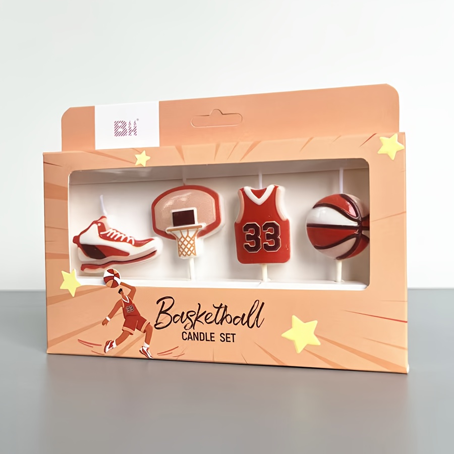 Image of Soccer Event 2026 - 4pcs Creative Basketball Football Candle Baking Decoration Insert , Jerseys, Sneakers, Baskets, Trophies, Birthday Celebration Indoor Cake Candles, Christmas, Halloween