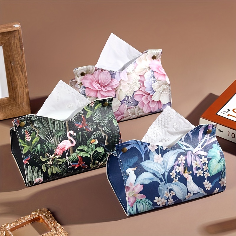 

Elegant Oil Painting Design Tissue Box Cover - Luxury Pvc, Perfect For Living Room & Car Decor