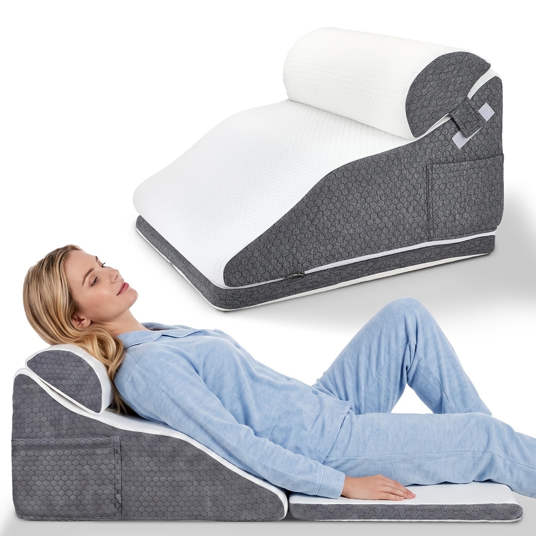Mattress Wedge-shaped Cushion With Adjustable Angle High-density Foam For Bed, Sofa, Reading Support, And Leg