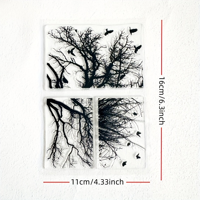 1pc Branch Background Transparent Silicone Stamp Reusable Seal Stamp For Log Card Making Decoration Supplies Diy Craft