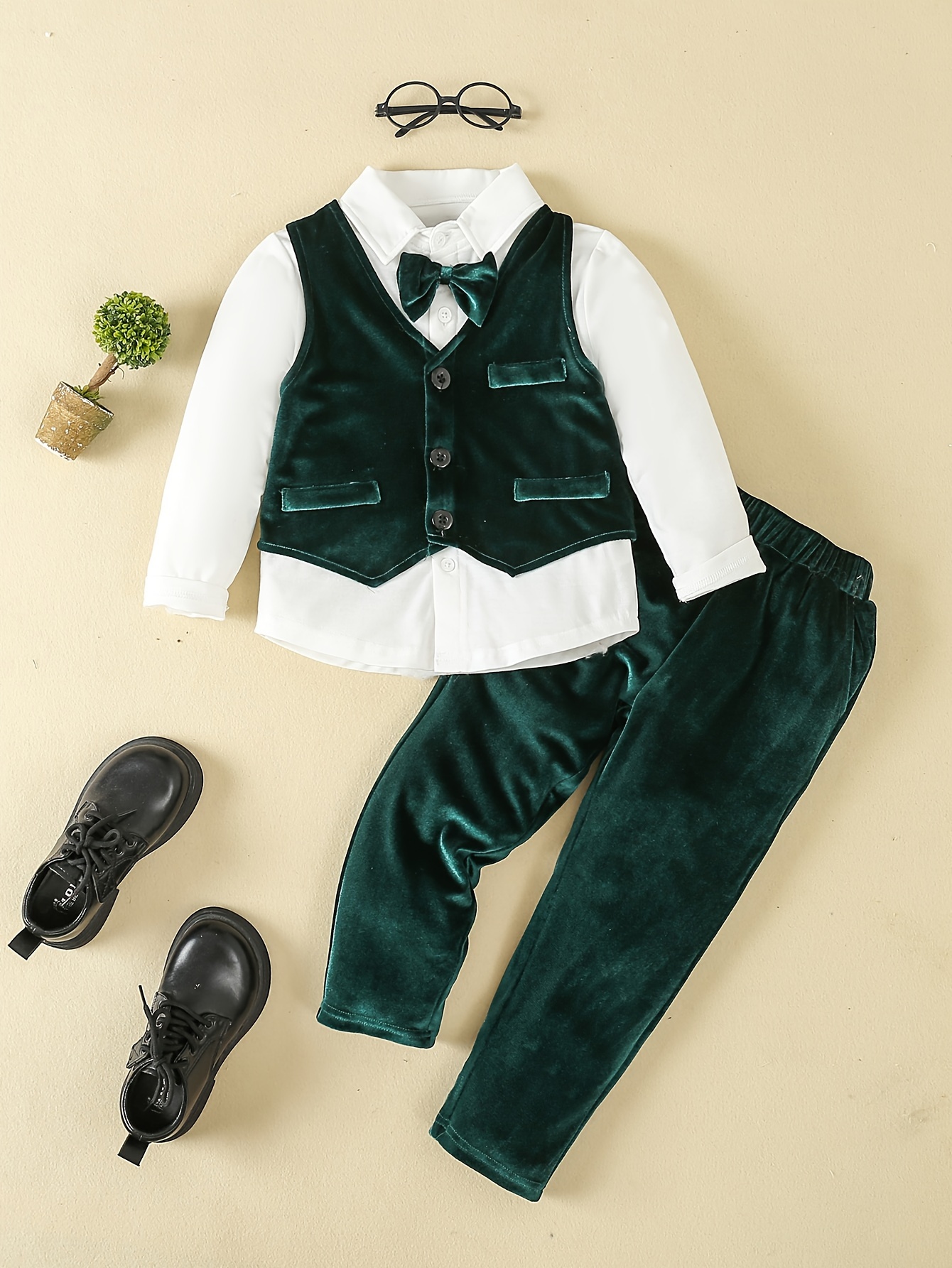 new boys vest trousers set bow tie gentleman style birthday Temu