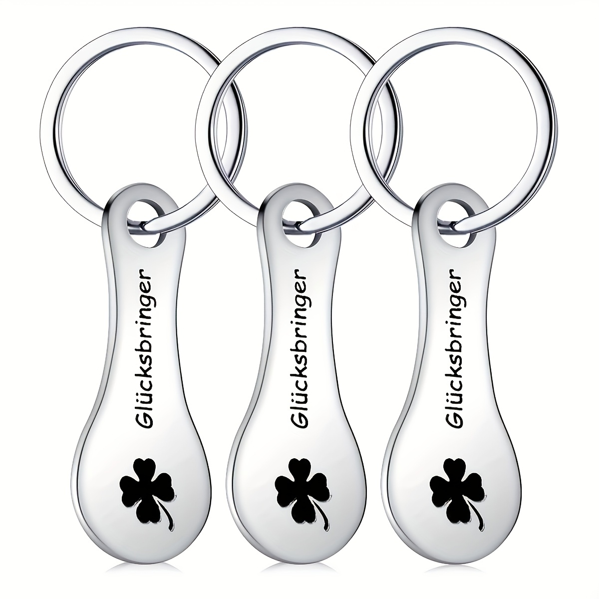 E-shop 3er-Set Edelstahl Einkaufs-Chip Schlüsselanhänger - Abnehmbarer Cart-Chip-Anhänger mit Blumenmuster, Eisen & Silikagel, Ideal für