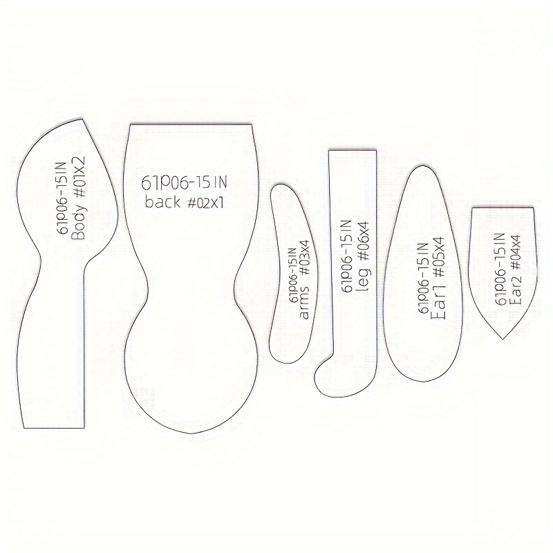 6pcs Acrylic Templates Rabbit Making Mold Handcraft Rabbit Doll Quilting Template Diy Molds Sewing Tools Festival Birthday Decoration Gifts