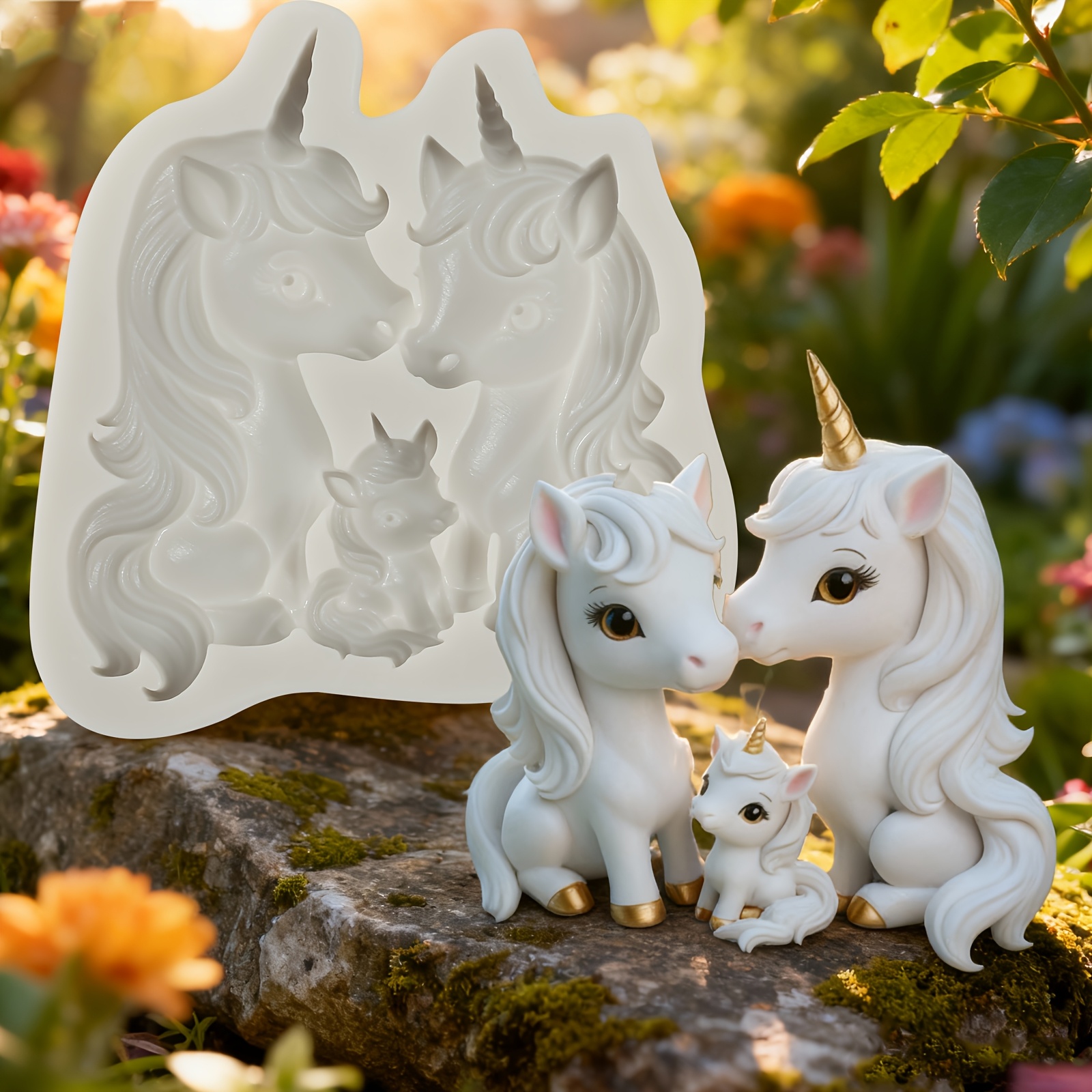 Image of 1pc Unicorn Silicone Mold, Home Baking Cake Decoration Fondant Mold, For Cupcake Toppers Candies, Chocolates, Reusable Resin Plaster Clay Crafts