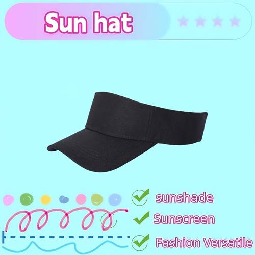 solid visor in solid color adjustable with a wide brim portable suitable for sports and casual wear and providing sun protection
